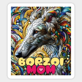 Borzoi mom, stained glass. I love borzois. Sticker